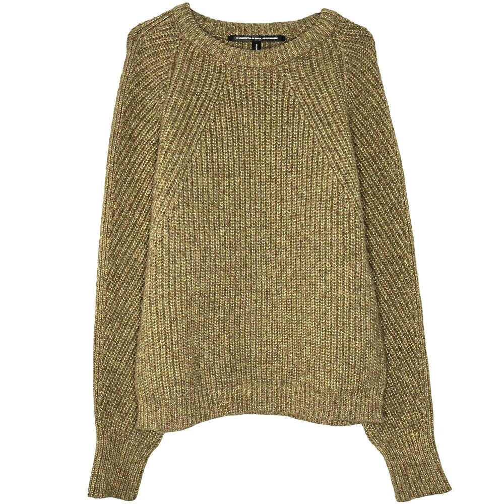 10Days Amsterdam Womens Sweater Large Gold Alpaca Long Sleeve Raglan Heavyweight